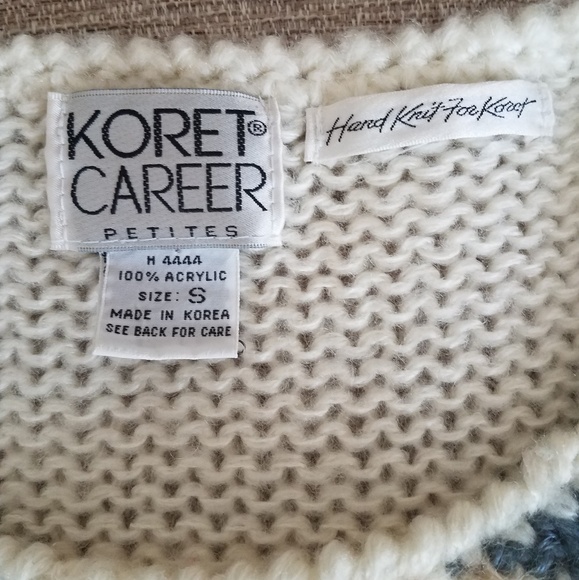 Vintage Koret Career White & Peach Cropped Sweater Size Small - Picture 4 of 5